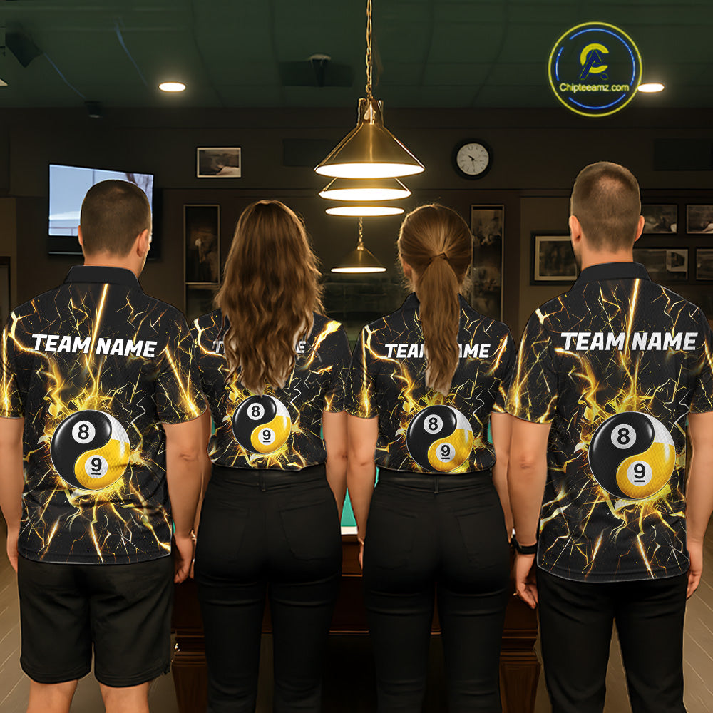 Custom Thunder Lightning Yin And Yang Billiard Shirt For Women, 8 Ball & 9 Ball Pool Team Jersey TDM6612