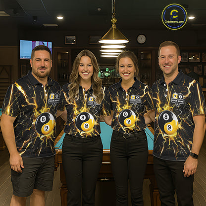 Custom Thunder Lightning Yin And Yang Billiard Shirt For Women, 8 Ball & 9 Ball Pool Team Jersey TDM6612