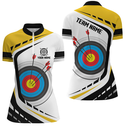 Personalized Archery Target 3D Women Polo & Quarter-Zip Shirts Custom Yellow White Archery Jerseys TDM1910