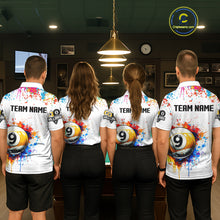 Load image into Gallery viewer, Funny 8 Ball &amp; 9 Ball Colorful Splash Billiard Shirt For Women Custom Billiard Team Jersey |White TDM5581