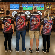 Load image into Gallery viewer, Custom American Flag Smoke Skull Darts Shirt For Women, Patriotic Darts Team Jersey Polo &amp; 1/4 Zip TDM5811