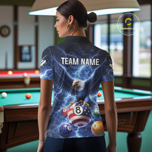 Load image into Gallery viewer, Blue 8 Ball US Flag Thunder Lightning Eagle Billiard Shirt For Women Custom Pool Team Jersey TDM5813