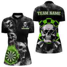 Load image into Gallery viewer, Personalized Green Darts Smoke Skull Women Dart Shirt Custom Dart Board Fire Flame Dart Team Jersey TDM3653