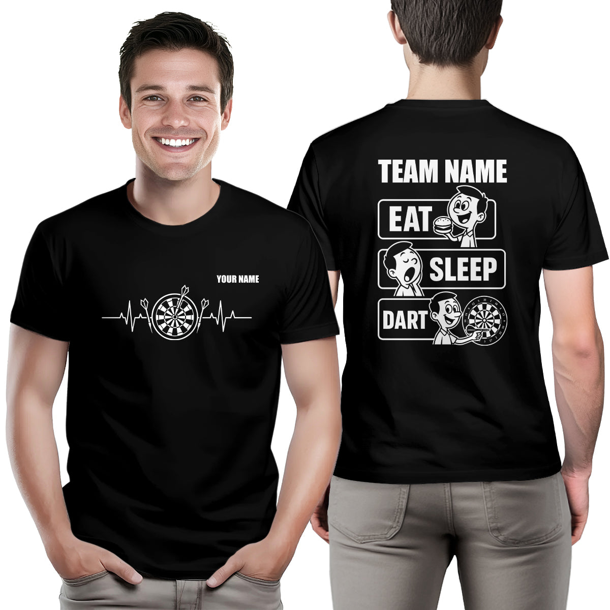 Eat Sleep Darts T-Shirt – Funny Darts Shirts For Team | Custom Darts Apparel Uniform | Black TDM3920