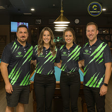 Load image into Gallery viewer, Black And Green Scratch Billiard Shirts For Men Custom 8 Ball Crown Pool Team Jersey Polo &amp; 1/4 Zip TDM6623
