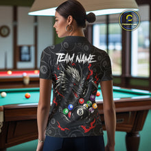 Load image into Gallery viewer, Personalized 8 Ball Dragon Billiard Shirt For Women, Billiard Team Jersey Polo &amp; 1/4 Zip |Red TDM5109