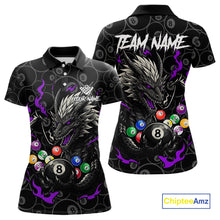 Load image into Gallery viewer, Personalized 8 Ball Dragon Billiard Shirt For Women, Billiard Team Jersey Polo &amp; 1/4 Zip |Purple TDM5111