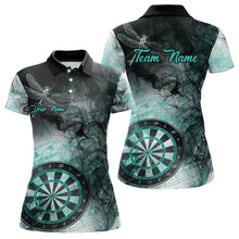 Load image into Gallery viewer, Turquoise Smoke Darts Shirt With Pocket Option For Women Custom Darts Jersey TDM3804