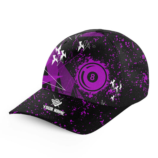 Personalized Purple Grunge 8 Ball Pool Billiards Cap, Custom Top Hat Billiards For Pool Player TDM1534