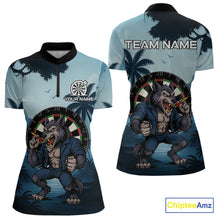 Load image into Gallery viewer, Funny Wolf Jungle Dart Shirts For Women Custom Dart Team Jerseys Polo &amp; 1/4 Zip, Best Darts Gifts TDM4085
