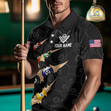 Load image into Gallery viewer, Custom Tan 8 Ball Pool Scratch Billiard Shirt For Men, Black Billiard Team Jersey Polo &amp; 1/4 Zip TDM6438