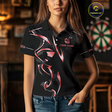 Load image into Gallery viewer, Black And Red Dartboard Crown Dart Shirts For Women Custom Dart Jersey Team Polo &amp; Quarter Zip TDM4091