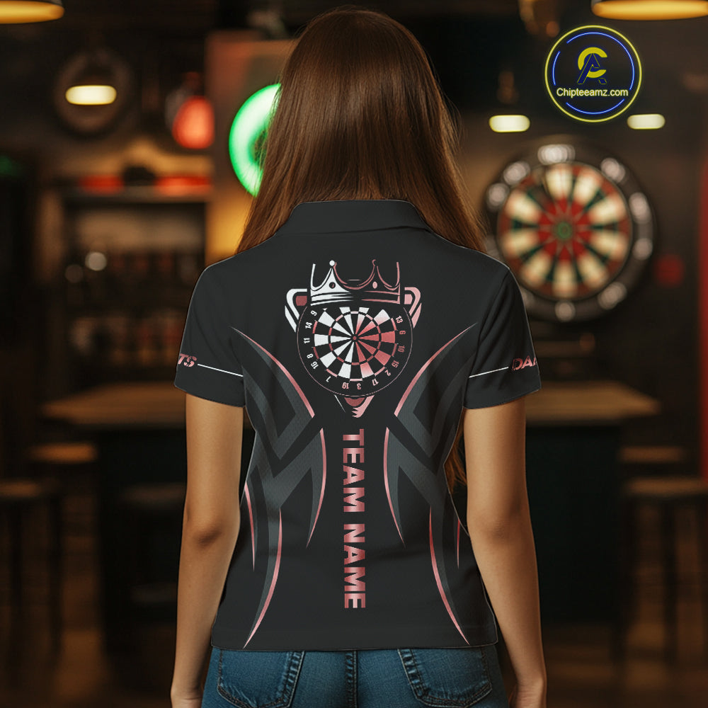 Black And Red Dartboard Crown Dart Shirts For Women Custom Dart Jersey Team Polo & Quarter Zip TDM4091