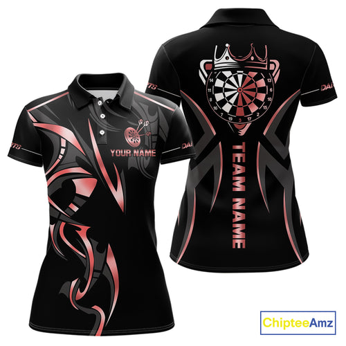 Black And Red Dartboard Crown Dart Shirts For Women Custom Dart Jersey Team Polo & Quarter Zip TDM4091
