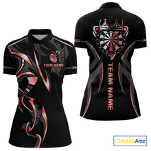 Load image into Gallery viewer, Black And Red Dartboard Crown Dart Shirts For Women Custom Dart Jersey Team Polo &amp; Quarter Zip TDM4091