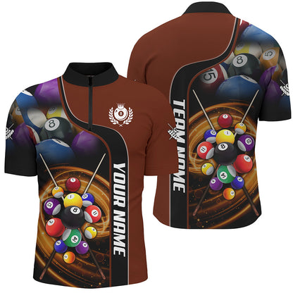 Personalized 3D Billiard Balls Red Dark Custom Billiard Shirts For Men, Billiard Team Jersey Attire TDM2129