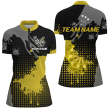 Load image into Gallery viewer, Personalized Grunge Paint Darts Polo &amp; 1/4 Zip Shirts For Women Best Darts Shirts Team Jersey |Yellow TDM2388
