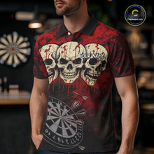 Load image into Gallery viewer, Black And Red Grunge Skull Mens Dart Shirts Custom Dart Jerseys Team Polo &amp; Quarter Zip TDM5127