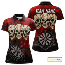 Load image into Gallery viewer, Black And Red Grunge Skull Womens Dart Shirts Custom Dart Jerseys Team Polo &amp; Quarter Zip TDM5127