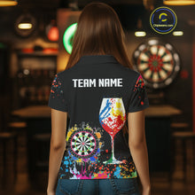 Load image into Gallery viewer, Personalized Colorful Splash Dart Shirts For Women, Funny Wine Glass Custom Darts Jersey Outfit TDM4099