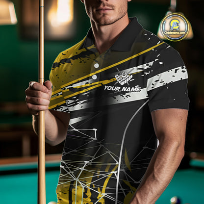 Black And Gold 8 Ball Crown Men's Billiard Shirts Custom Billiards Jerseys, Pool League Team Shirt TDM5132