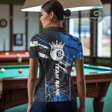 Load image into Gallery viewer, Black And Blue 8 Ball Crown Women&#39;s Billiard Shirts Custom Billiards Jerseys, Pool League Team Shirt TDM5133