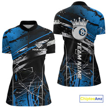 Load image into Gallery viewer, Black And Blue 8 Ball Crown Women&#39;s Billiard Shirts Custom Billiards Jerseys, Pool League Team Shirt TDM5133