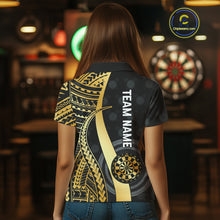 Load image into Gallery viewer, Personalized Black And Golden Tribal Dart Shirts For Women Custom Dart Jersey Team Polo &amp; 1/4 Zip TDM4105