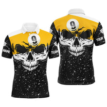 Load image into Gallery viewer, Funny Skull 9 Ball Pool Custom Grunge Black White Billiard Shirts For Men, Billiard Jerseys Apparel TDM2139