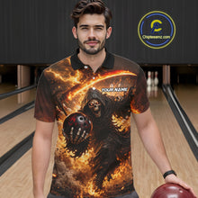 Load image into Gallery viewer, Orange Grim Reaper Fire Smoke Bowling Jersey For Men Custom Bowling Team Shirt Polo &amp; 1/4 Zip TDM6233