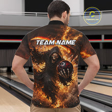 Load image into Gallery viewer, Orange Grim Reaper Fire Smoke Bowling Jersey For Men Custom Bowling Team Shirt Polo &amp; 1/4 Zip TDM6233