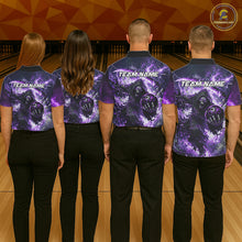 Load image into Gallery viewer, Purple Grim Reaper Fire Smoke Bowling Jersey For Men Custom Bowling Team Shirt Polo &amp; 1/4 Zip TDM6235