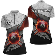 Load image into Gallery viewer, Personalized Grey Grunge Fire 8 Ball Pool  Billiard Women Shirts Custom Billiard Jersey For Pooler TDM1566