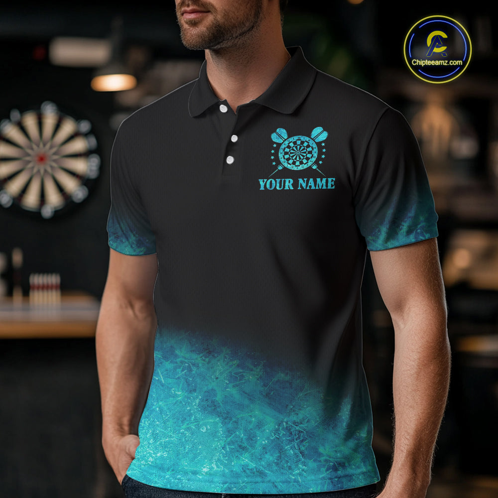 Personalized Sea Turquoise Gradient Darts Polo & Quarter Zip Custom Dart Shirt For Men Dart Jersey TDM4710