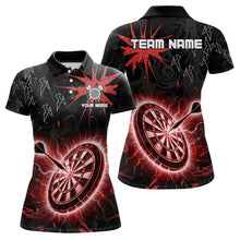 Load image into Gallery viewer, Custom Dart Jerseys For Women, Black And Red Dartboard Thunder Lightning Darts Shirts Polo &amp; 1/4 Zip TDM3666