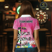 Load image into Gallery viewer, Funny Dartboards Colorful Paint Aim Shoot Swear Repeat Custom Women Darts Shirt, Dart Jerseys |Pink TDM4115