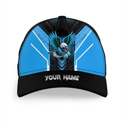 Blue Funny Eagle Billiard Cap Hats Custom 3D Printed Billiard Baseball Caps For Pool Player TDM2413