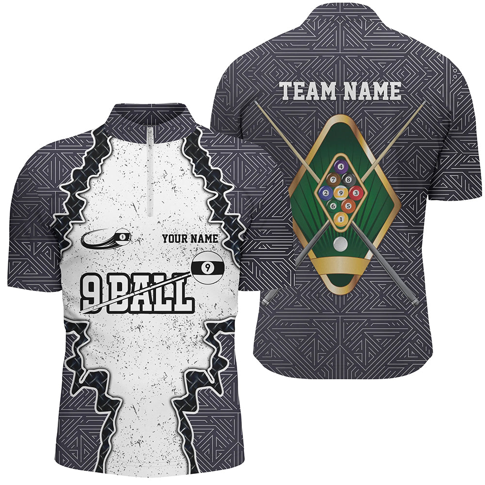 Personalized Armor 9 Ball Pool Billiard Men Quarter-Zip Shirts, 9 Ball Pool Team Shirts TDM0484