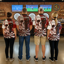 Load image into Gallery viewer, White &amp; Red Skull Dartboard Custom Men Dart Polo Shirt Retro Grunge Dart League Jerseys NYN2083