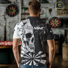 Load image into Gallery viewer, White &amp; Black Skull Dartboard Custom Men Dart Polo Shirt Retro Grunge Dart League Jerseys NYN2086