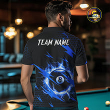 Load image into Gallery viewer, Blue 8 Ball Pool Thunder Lightning Storm Men's Billiard Shirt Custom Billiard Jersey Polo &amp; 1/4 Zip TDM3832