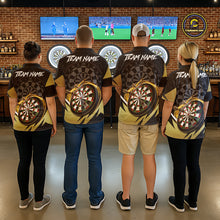 Load image into Gallery viewer, Black And Gold Dartboard Wolf Darts Shirt For Men Custom Darts Jersey Team Polo &amp; 1/4 Zip TDM6470