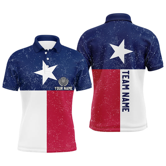 Customized Grunge Texas Archery Polo Shirts For Men, Patriotic Texas Flag Shirts For Archer TDM0681