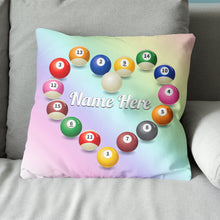 Load image into Gallery viewer, Customized Billiard Balls Heart Shape Pillow, Valentine Gifts For Pooler TDM0874