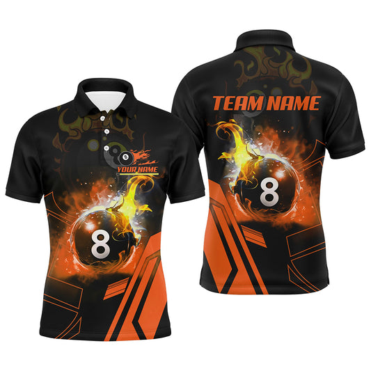 Billiard 8 Ball Flame Orange Version 3D Printed Men Polo Shirt Best Custom Pool Team Jerseys Shirt TDM1044