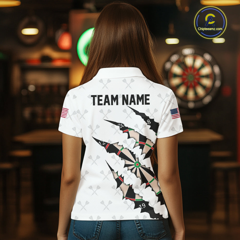 Personalized Scratch Darts Shirt For Women Custom Darts Jersey Team Polo & Quarter Zip |White TDM5867