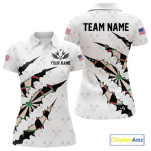 Load image into Gallery viewer, Personalized Scratch Darts Shirt For Women Custom Darts Jersey Team Polo &amp; Quarter Zip |White TDM5867