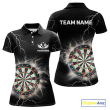 Load image into Gallery viewer, Custom Dartboard Thunder Lightning Dart Shirts For Women | Darts Polo &amp; 1/4 Zip Team Jerseys TDM3961