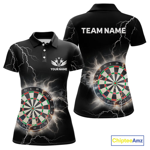 Custom Dartboard Thunder Lightning Dart Shirts For Women | Darts Polo & 1/4 Zip Team Jerseys TDM3961