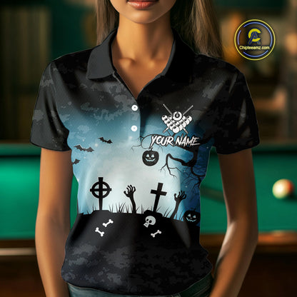 Personalized Funny Halloween Billiard Shirt For Women Custom Spider 8 Ball Pool Team Jerseys TDM4507